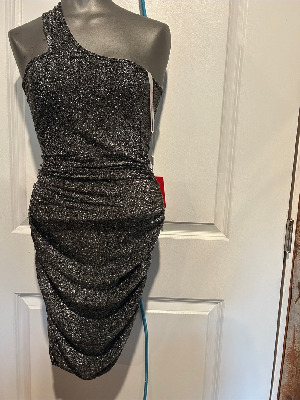 JJs House One-Shoulder Sparkle Cocktail Dress - Black